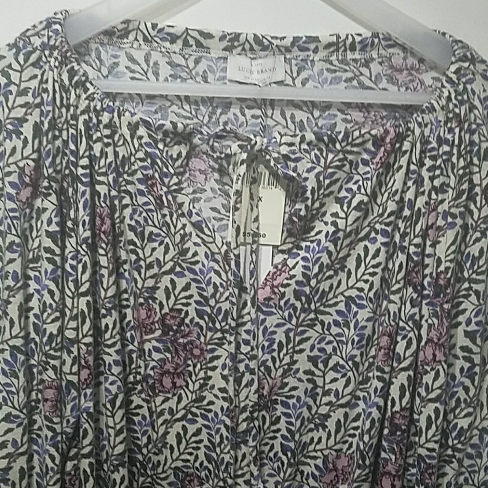Lucky Brand Plus Banded Bottom Peasant Top - Picture 3 of 8